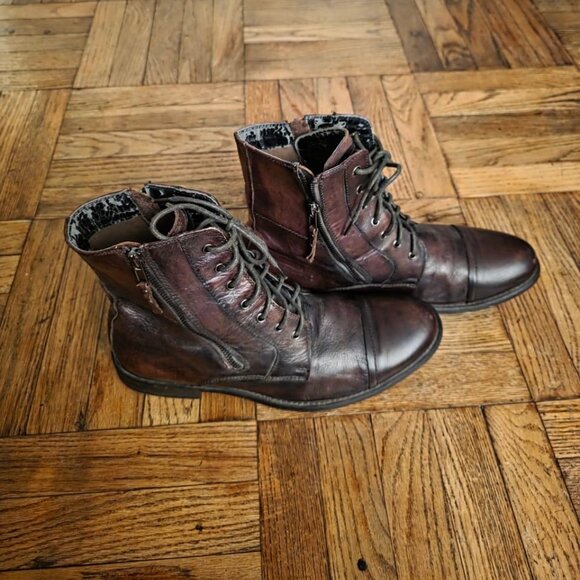 Kenneth Cole Reaction Hit Men Leather Lace Up Boots, Size 11 US Men - Picture 4 of 10